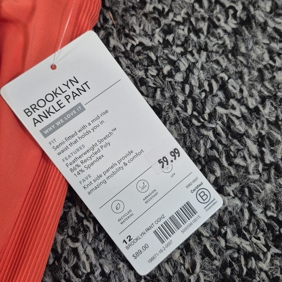 NWT ATHLETA Brooklyn Ankle Pants 12 Sunset Glow Pants #198671 NEW Coral - Picture 2 of 9